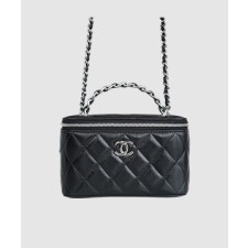 샤넬 탑핸들 스몰 베니티백 블랙 은장