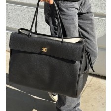 샤넬 라지 쇼핑백 그레인드 카프스킨 (송아지가죽) & 골드 메탈 블랙 43 * 33 * 17.5CM