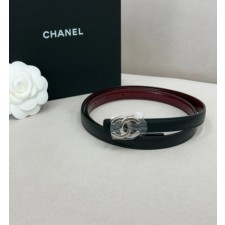 샤넬 클래식 CC 로고 양면 벨트 레더 블랙 실버 A73462