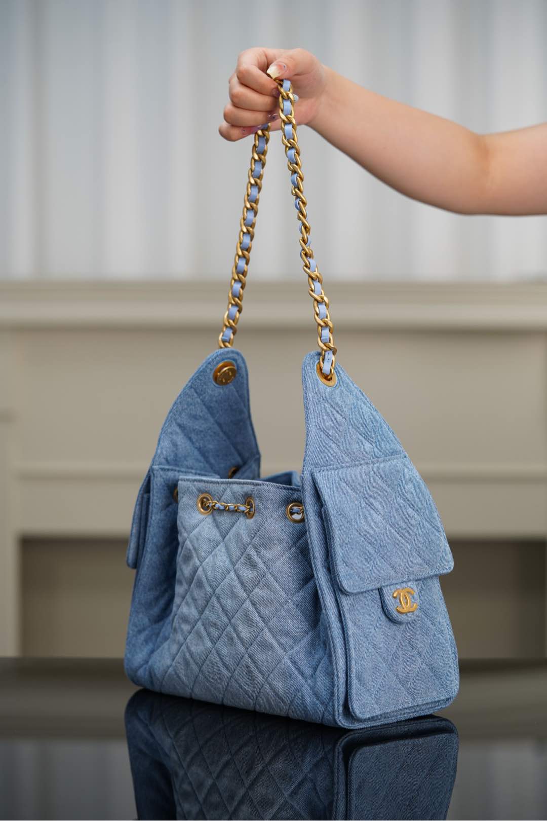 샤넬 25S 25백 드로우스트링 호보백 26