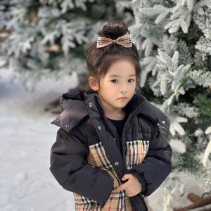 버버리 키즈 체크 후드 패딩