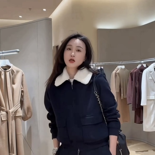 로로피아나 밍크 카라 숏 자켓 코트