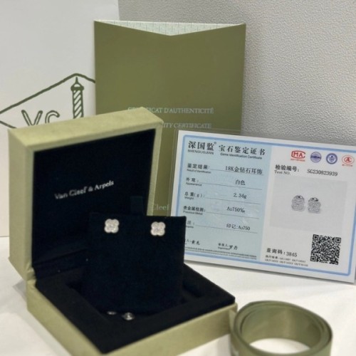 [18K GOLD 주문제작] 18K 반클리프 앤 아펠 스위트 알함브라 귀걸이 (다이아)
