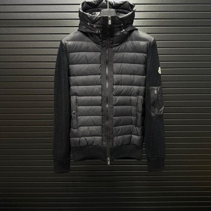 몽클레르 MONCLER 보이지 않는 모자 스탠드칼라 울 조합 남성용 오리털 패딩 점퍼