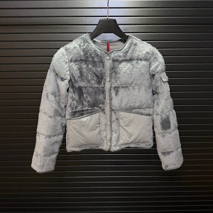 몽클레르 MONCLER 고급 패션 테디 플란넬 숏 라운드넥 여성용 패딩 재킷