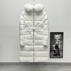몽클레어 보에딕 후드 시어링 트리밍 롱 다운 재킷 화이트