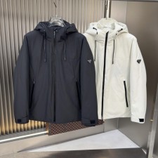 프라다 리나일론 후디드 아우터 재킷 (블랙 / 화이트)