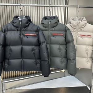프라다 리네아 로사 스탠드 칼라 다운 재킷 (블랙 / 차콜 / 화이트)