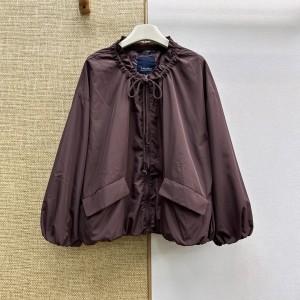 막스마라 더큐브 볼륨 스티치 숏 재킷 / 셔링 다운 점퍼 (버건디/브라운)