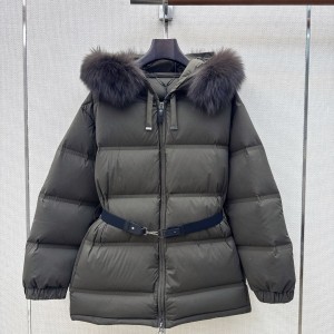 막스마라 더 큐브 세이파르 벨티드 구스 다운 자켓 카키
