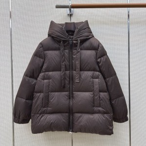 막스마라 더 큐브 세이아 퀄티드 발수 캔버스 다운 자켓 브라운