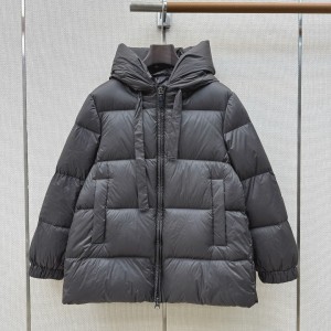 막스마라 더 큐브 세이아 퀄티드 발수 캔버스 다운 자켓 다크그레이