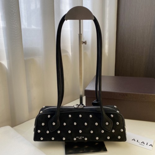 알라이아 르 테겔 스터드 스웨이드 숄더 백 33x11x10cm